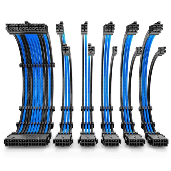 Kit de cables de extensión Antec – AZUL CON NEGRO – CONECTOR NEGRO