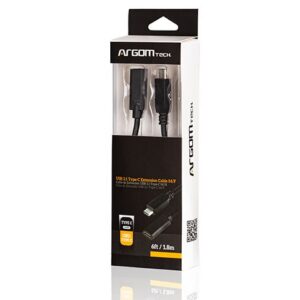 Cable Argom USB 3.1 Tipo C Macho a Tipo C Hembra – Negro