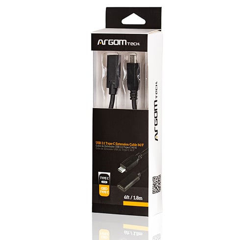 CABLE ARGOM USB 3.1 TYPE-C MALE TO FEMALE 6F/1.8M ARG-CB-0064