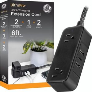 Regleta General Electric USB Charging Extension Cord – Negro – 1,8Mts
