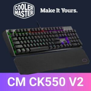 TECLADO GAMING RGB COOLER MASTER CK-550 V2 MECÁNICO ALÁMBRICO USB INGLÉS SWITCH MARRÓN CK-550-GKTM1-US NEGRO / GRIS