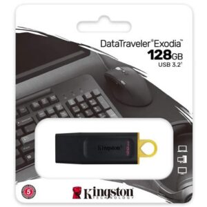 Kingston DataTraveler Exodia – 128GB 3.2 – Negro / Amarillo