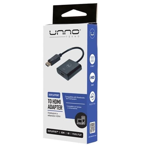 ADAPTADOR UNNO TEKNO AD3004BK DISPLAYPORT A HDMI NEGRO