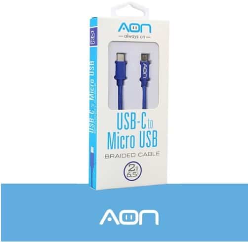 AON USB-C a Micro USB Azul – 2M
