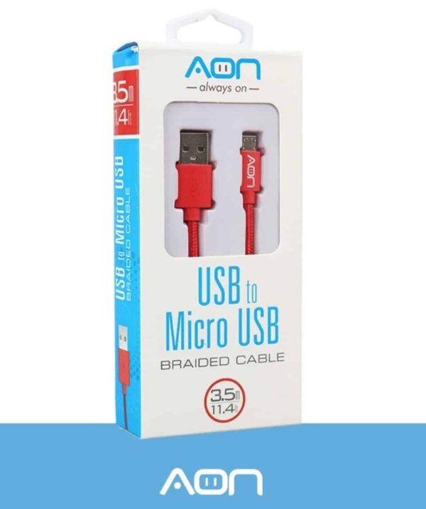 AON USB a Micro USB – Rojo – 3.5M/11.4ft
