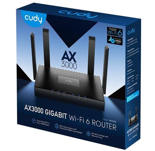 Router Cudy AX3000 Gigabit Wifi 6 – Whole-Home Mesh – Negro