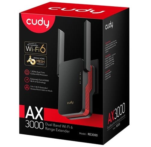 Amplificador de Señal Cudy – Dual Band – Wifi 6 – Whole-Home Mesh – Negro