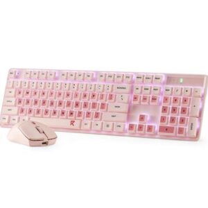 Teclado y Mouse Redragon DeskSet Pro – Wireless – Rosado