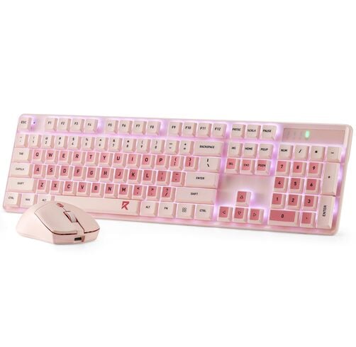 Teclado y Mouse Redragon DeskSet Pro – Wireless – Rosado