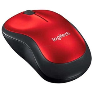 Mouse Logitech M185 – Inalámbrico – Negro-Rojo