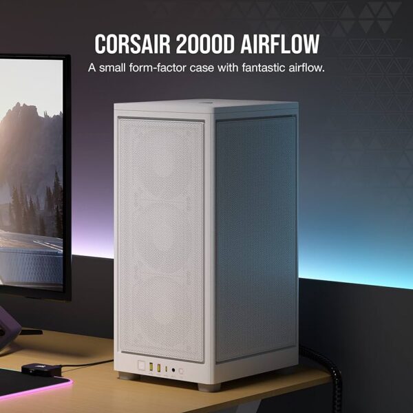 CASE CORSAIR 2000D AIRFLOW MINI TOWER SIN VENTILACIÓN INCLUIDA CON REJILLAS DE ACERO CC-9011245-WW BLANCO