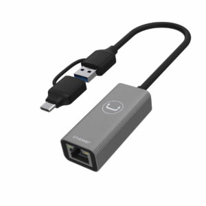 ADAPTADOR UNNO USB-A – USB-C A RJ45 – GRIS