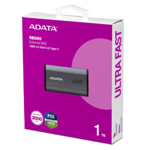 DISCO SSD EXTERNO ADATA SE880 – 1TB – USB 3.2 – GRIS – 2000 MB/s