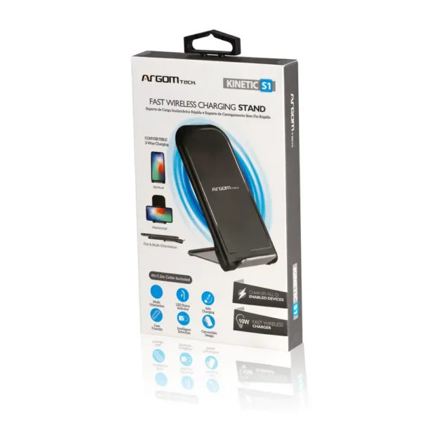 CARGADOR INALAMBRICO ARGOM KINETIC USB 10W ARG-AC-0140BK