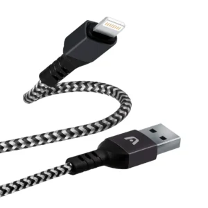 CABLE ARGOM USB-A A LIGHTNING – TRENZADO – 1.8 METROS – NEGRO