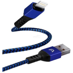 CABLE ARGOM USB-A A LIGHTNING – TRENZADO – 1.8 METROS – AZUL
