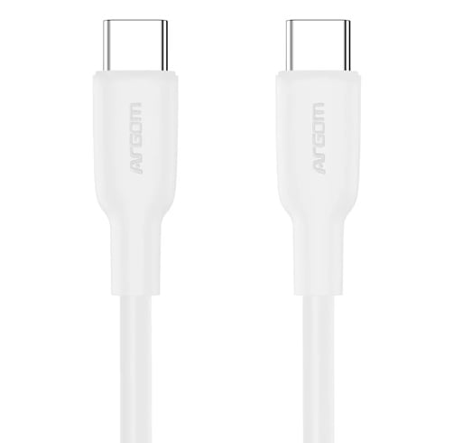 Argom Dura Flex Tipo-C a Tipo-C 65W PD Fast Charge & Sync Cable – 1.8M – Blanco