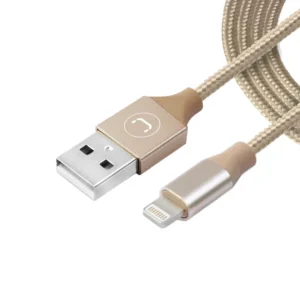 CABLE UNNO LIGHTNING A USB – 1 MTS – TRENZADO DORADO