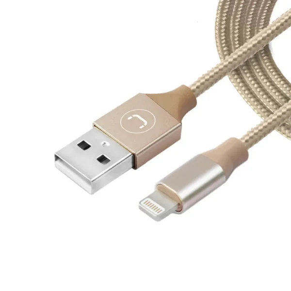 CABLE UNNO LIGHTNING A USB – 1 MTS – TRENZADO DORADO