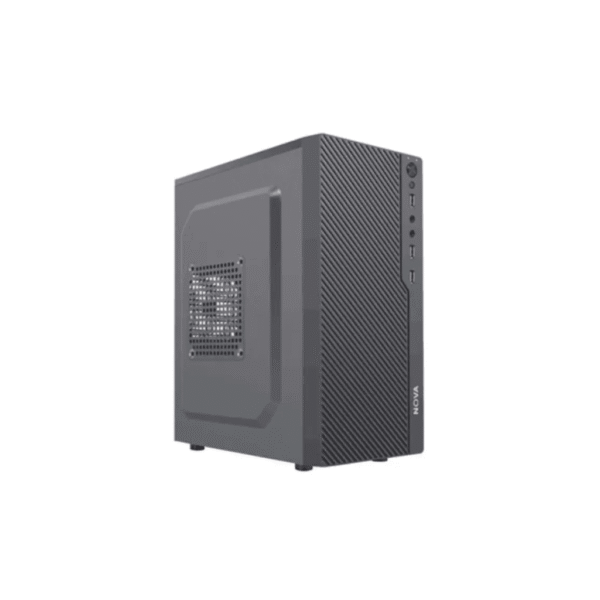 CASE NOVA CM04KTRA002C MINI TOWER SIN VENTILACIÓN INCLUIDA  CON PANEL LATERAL Y CON FUENTE DE PODER PE600RNF013C NEGRO