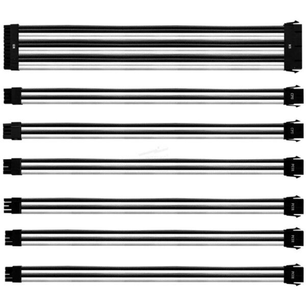 KIT DE CABLES DE EXTENSION COOLER MASTER – BLANCO CON NEGRO