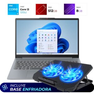 Combo Laptop + Base Enfriadora – Lenovo IdeaPad Slim 3 – Intel i3 1315U – 8GB – 512GB – Artic Grey