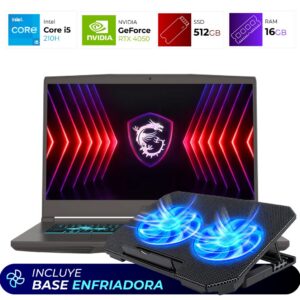 Combo Laptop + Base Enfriadora – MSI Thin 15 B2RVE – Intel i5-210H – 16GB – RTX 4050 – 512GB – Cosmos Gray