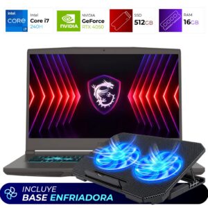 Combo Laptop + Base Enfriadora – MSI Thin 15 B2RVE – Intel i7-240H – 16GB – RTX 4050 – 512GB – Cosmos Gray