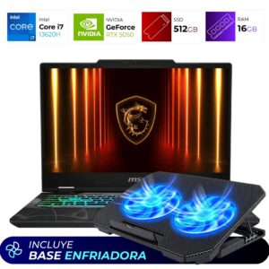 Combo Laptop + Base Enfriadora – MSI Cyborg B13WEKG – Intel i7 13620H – RTX 5050 – 16GB – 512GB -Translucent Black