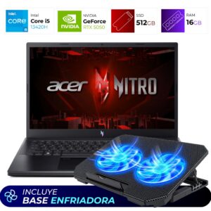 Combo Laptop + Base Enfriadora – Acer Nitro V15 – Intel i5 13420H – 16GB – RTX 5050 – 512GB – Obsidian Black