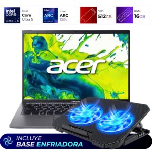 Combo Laptop + Base Enfriadora – Acer Aspire 14 – Intel Ultra 5 226V – 16GB – 512GB