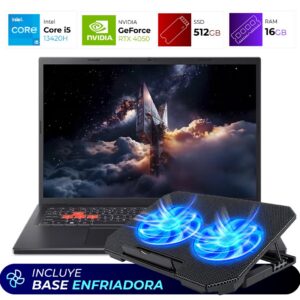 Combo Laptop + Base Enfriadora – Acer Nitro Lite – NL16-71G-54J3 – Intel i5 13420H – 16 GB – RTX 4050 – 512GB