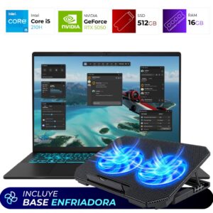 Combo Laptop + Base Enfriadora – ASUS V16 – Intel i5 210H – 16GB – RTX 5050 – Matte Black
