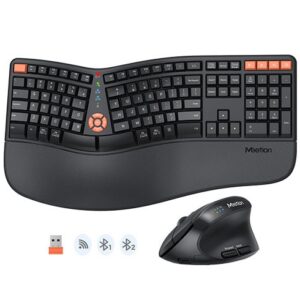 Teclado y Mouse Ergonomico Meetion DirectorC2 – Wireless  – Negro