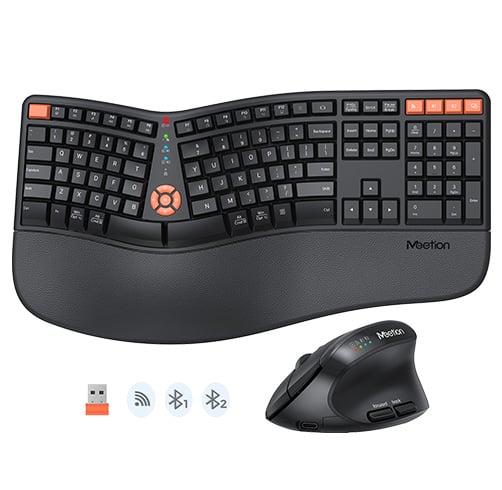 Teclado y Mouse Ergonomico Meetion DirectorC2 – Wireless  – Negro