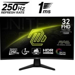 MSI Mag 32C6X – Curvo – 32″ – 250Hz