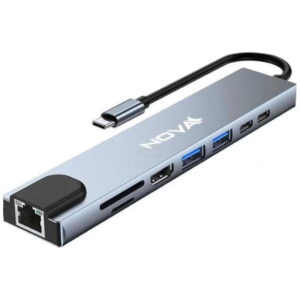 HUB USB NOVA USB-C A 2xUSB 3.0 – 2xUSBC – RJ45 – TF – MICROSD – HDMI