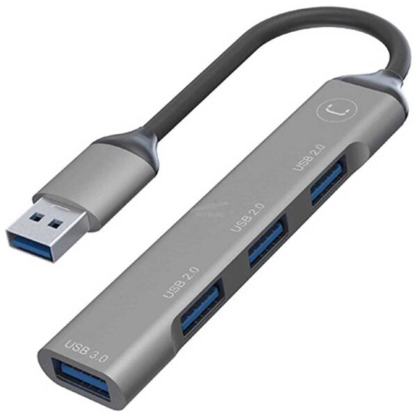 USB HUB UNNO 4 PUERTOS USB 2.0 – GRIS