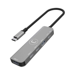 USB HUB UNNO USB-C A 2xUSB-A 3.0 – 2xUSB-C 3.0 – GRIS