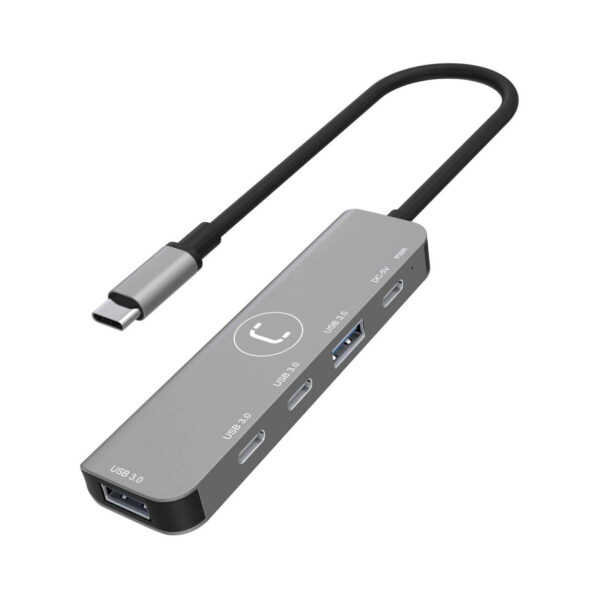 USB HUB UNNO USB-C A 2xUSB-A 3.0 – 2xUSB-C 3.0 – GRIS