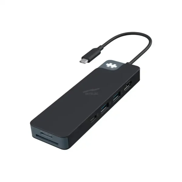 ADAPTADOR HUB HYPER USB-C a 2 PUERTO USB – 2 PUERTOS USB-C – 1 HDMI – MICROSD – 3.5MM – NEGRO