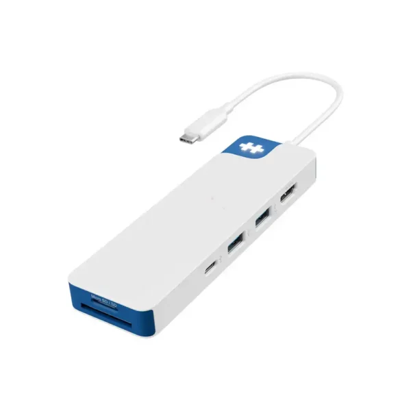 ADAPTADOR HUB HYPER USB-C a 2 PUERTO USB – 2 PUERTOS USB-C – 1 HDMI – MICROSD – 3.5MM – BLANCO