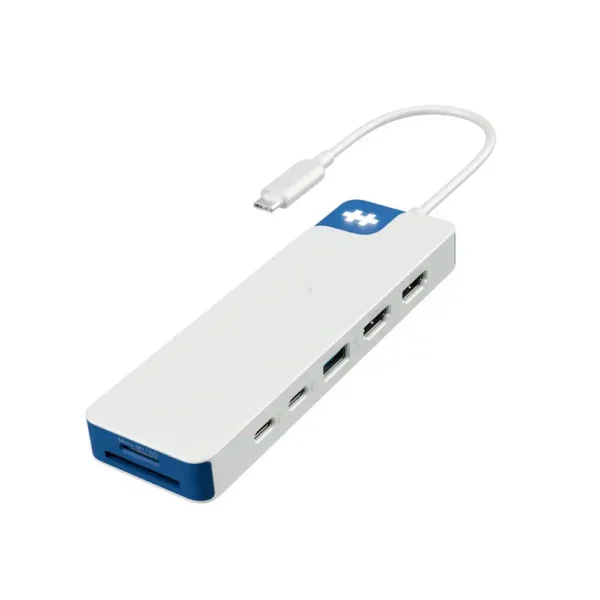 ADAPTADOR HUB HYPER USB-C a 1 PUERTO USB – 3 PUERTOS USB-C – 2 HDMI – MICROSD – 3.5MM – BLANCO