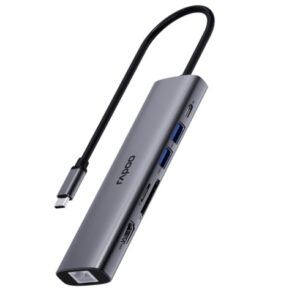 Rapoo Docking Station XD71 USB-C Multi-Function – HDMI – USB-A – RJ45 – Silvery Grey