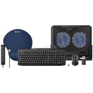 KIT TECLADO Y MOUSE STEREN + BASE+HUB+MOUSE PAD+MEMORIA USB