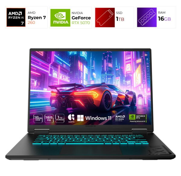 Gigabyte Gaming A16 – AMD Ryzen 7-260 – 16GB – RTX 5070 – 1TB