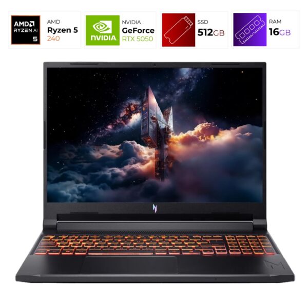 Acer Nitro V16 – AMD Ryzen 5 240 – 16 GB – RTX 5050 – 512GB