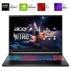 Acer Nitro V 16S Ai – Ryzen 7 260 – 32GB- RTX 5060- 1TB – Obsidian Black