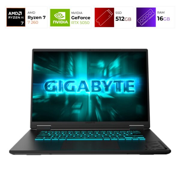 Gigabyte Gaming A16 – AMD Ryzen 7 260 – 16GB – RTX 5050 – 512GB