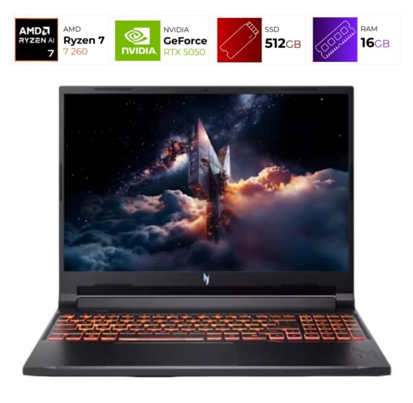 Acer Nitro V16 AI – AMD Ryzen 7 260 – 16 GB – RTX 5050 – 512GB